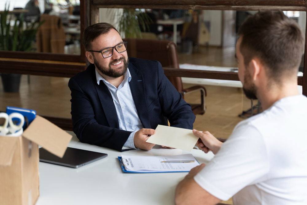 hombre hablando en inglés en entrevista de trabajo